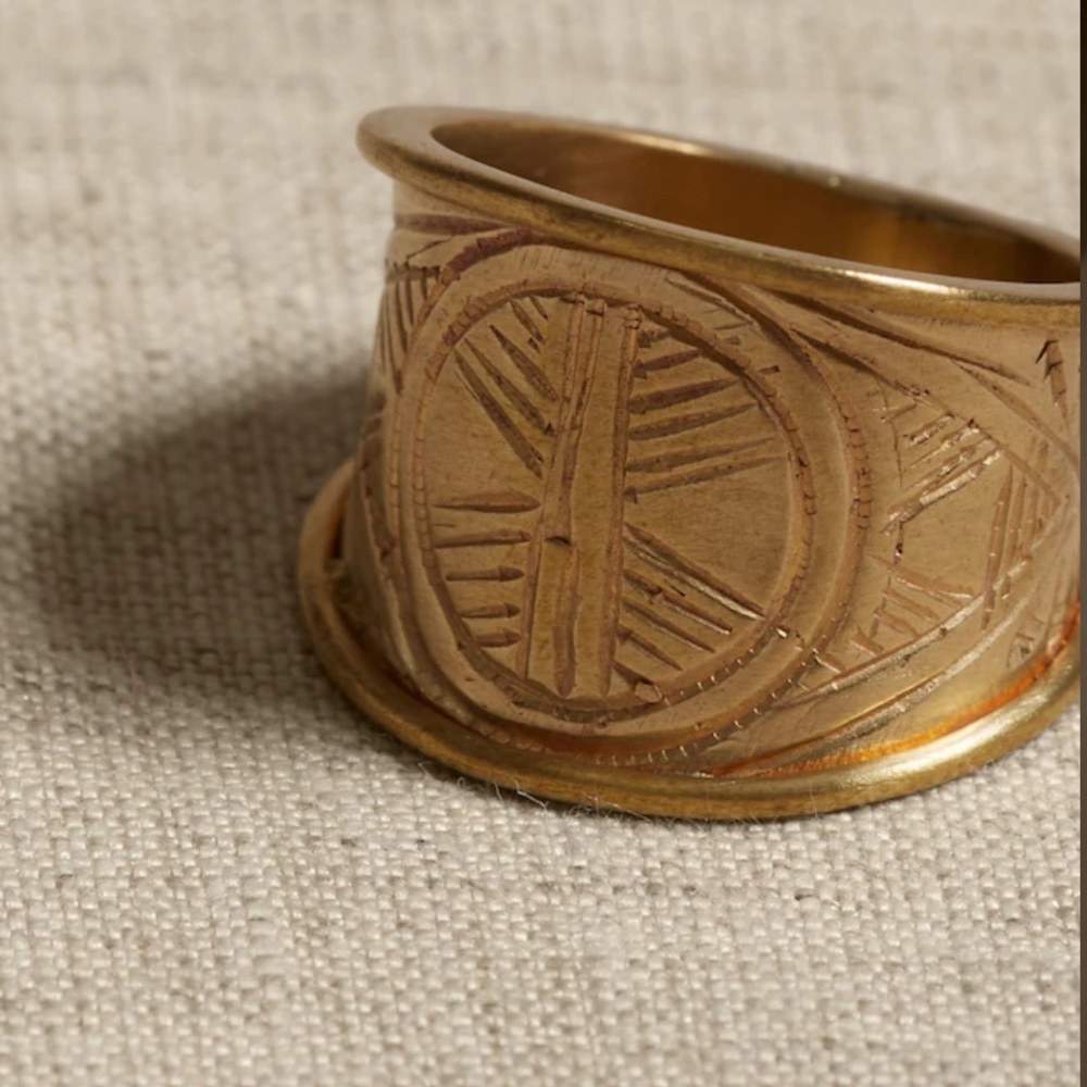 Banana Republic Gold-Tone Engraved Wide Band Ring